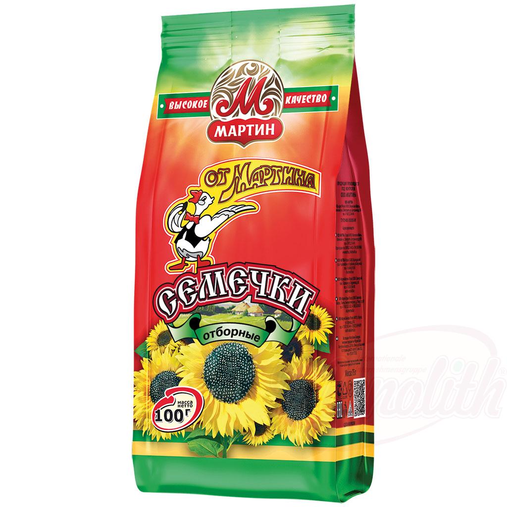 "Ot Martina", graines de tournesol noires grillées, 100g. Семечки чёрные жареные "От Мартина" отборные
