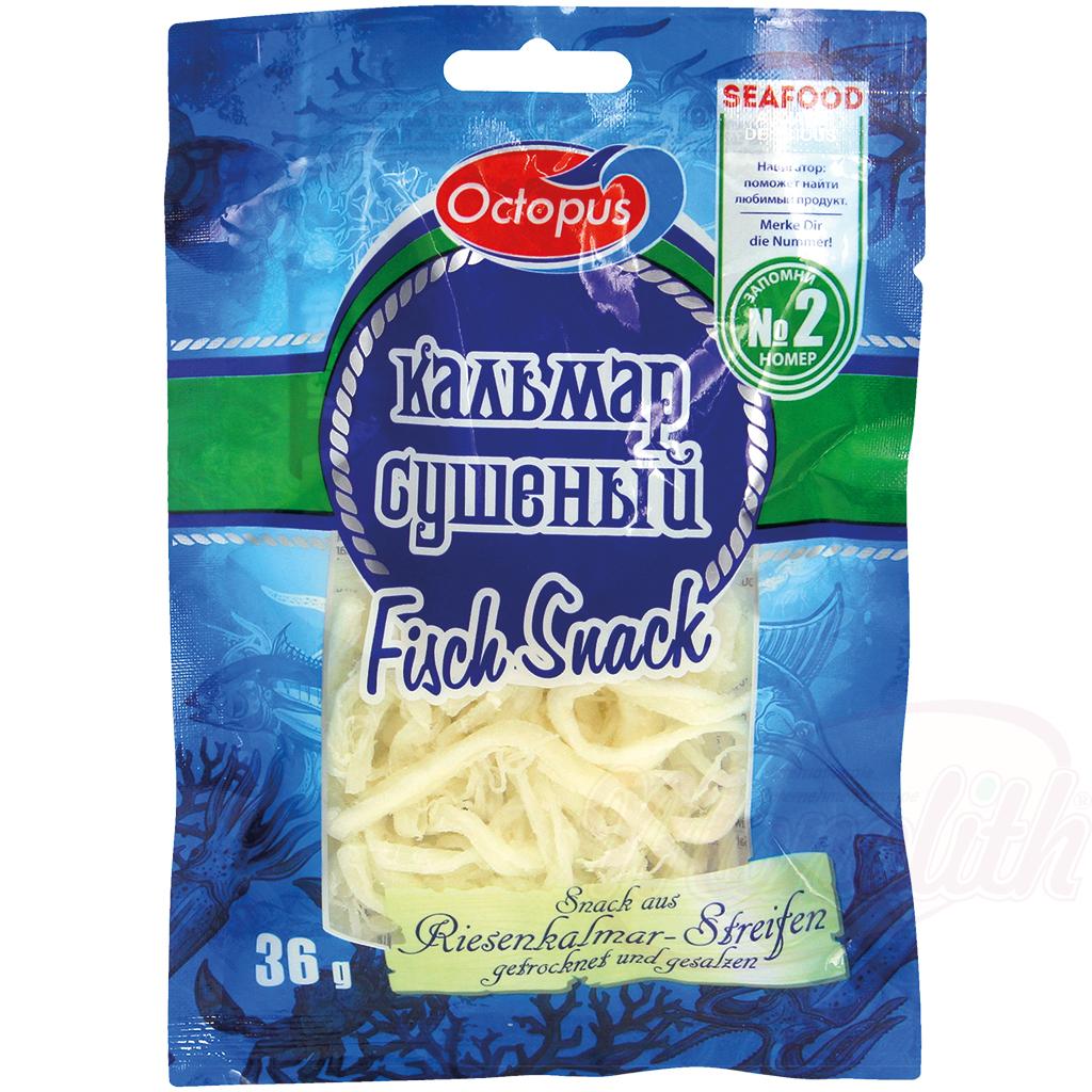 Snack de calmar géant, séché et salé, 36g, Кальмар сушеный,