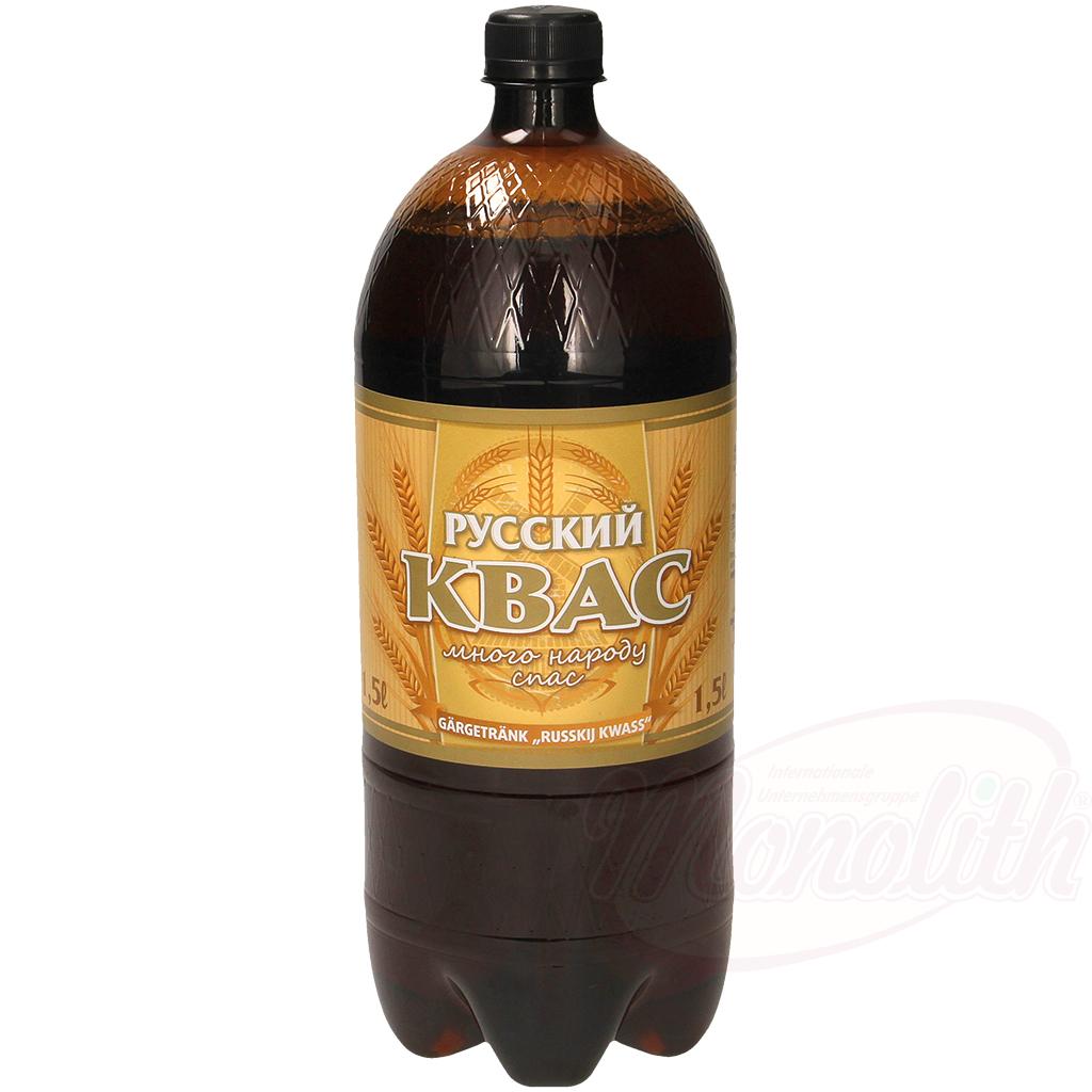 Boisson fermentée gazeuse sans alcool "Russkij kvass", 1,5L. Русский квас
