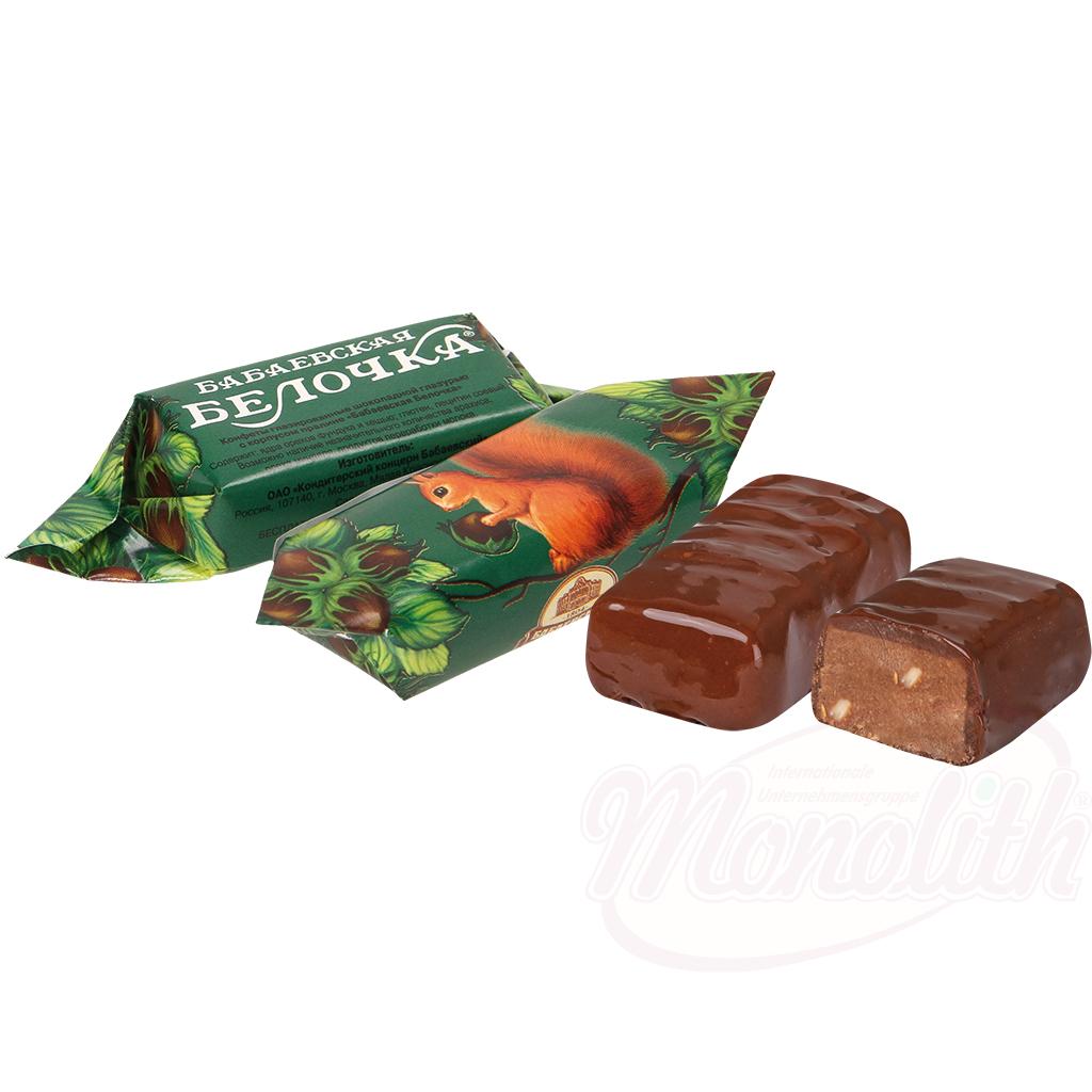 Confiserie au praliné "Babaevskaja belochka" avec glaçage contenant du cacao Конфеты "Бабаевская Белочка" в какаосодержащей глазури