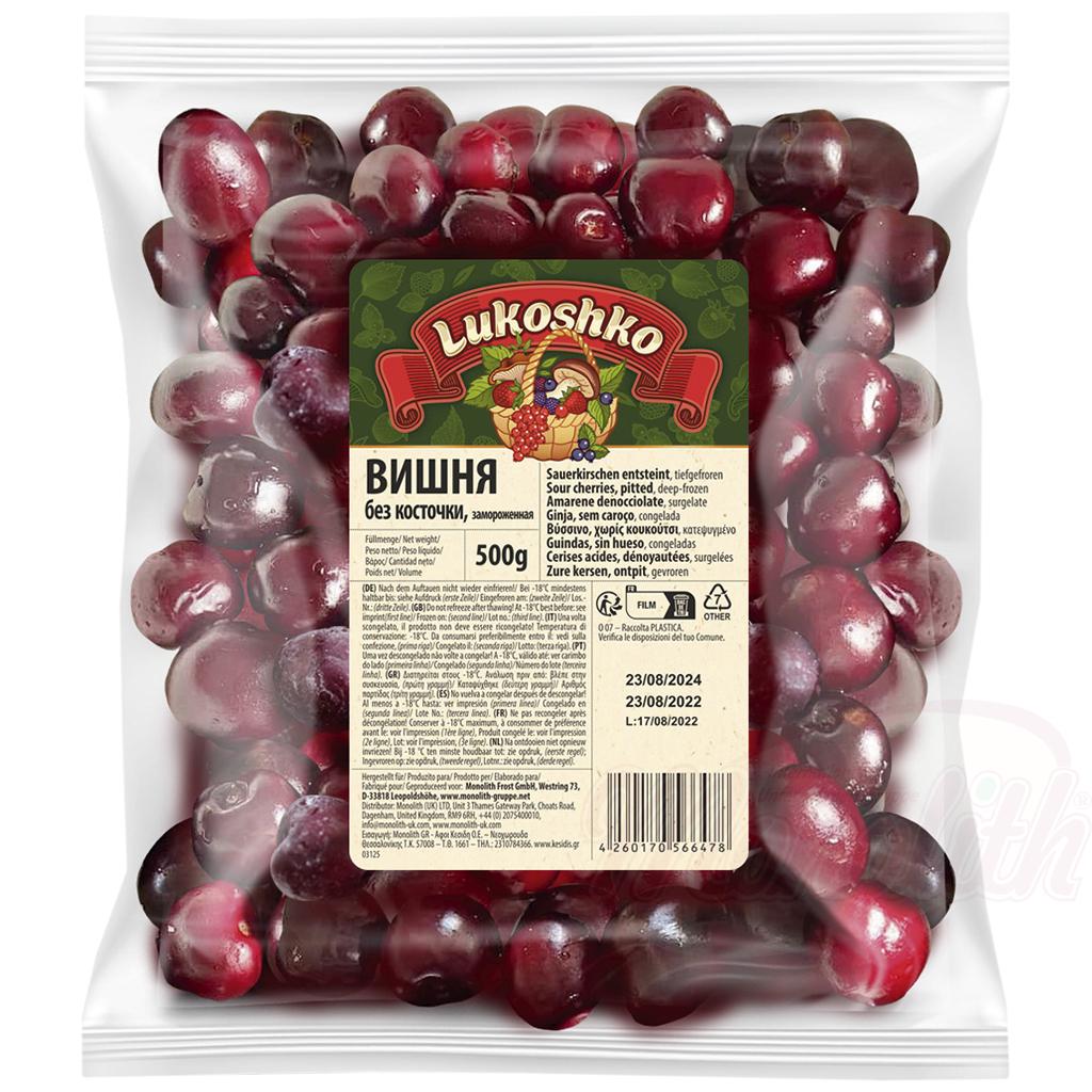 Cerises acides (Griottes), dénoyautées, 500g, Вишня замороженная