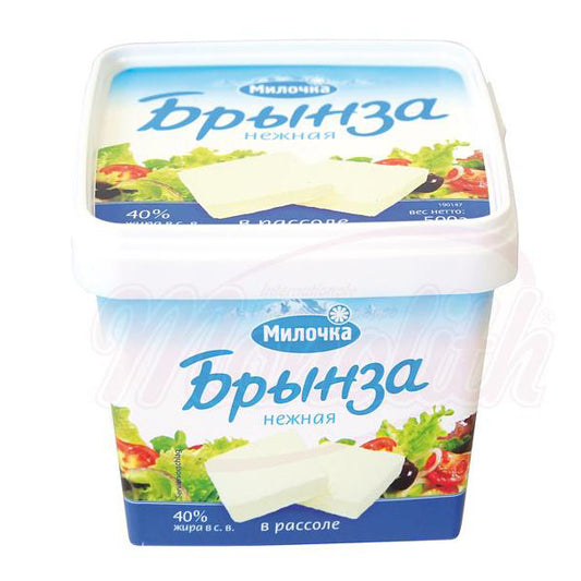 Fromage blanc en saumure" "Brinsa neschnaja" "40% MG, 480g." Белый сыр в рассоле "Брынза нежная" 40% жира