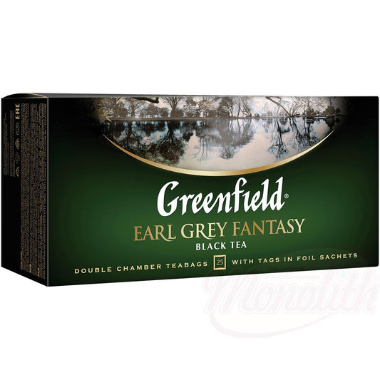 Thé noir à la bergamotte en sachets, Greenfield, 50g, Ароматизированный чёрный чай "Earl Grey" 2г x 25пак